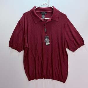 NWT Toscano Men's Maroon Knit Short Sleeve Polo Shirt Size XL